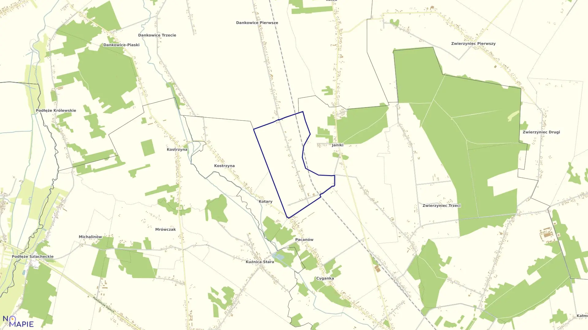 Mapa obrębu Aleksandrów w gminie Panki