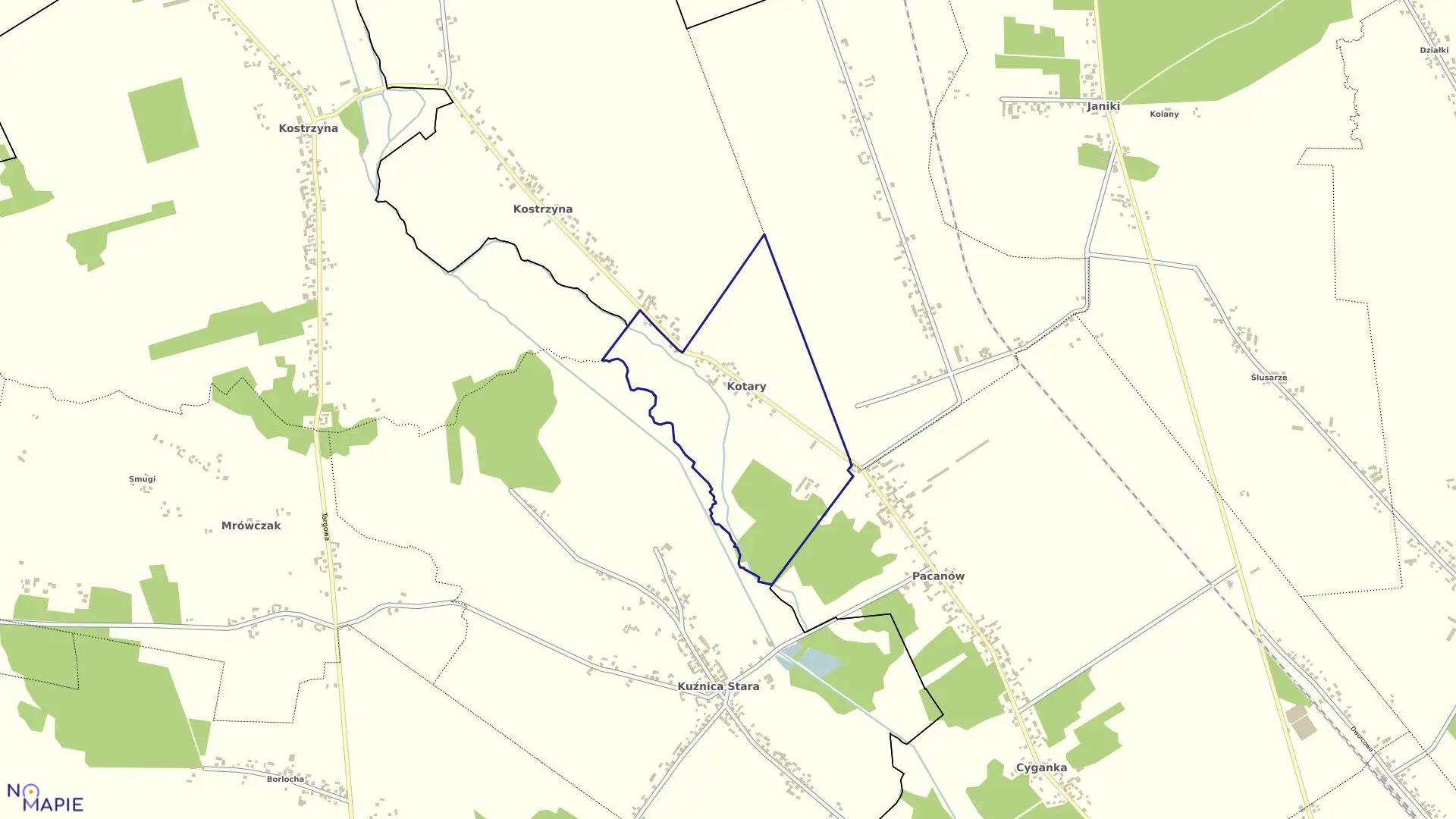 Mapa obrębu Kotary w gminie Panki